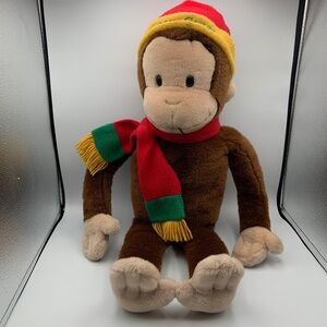 VTG Curious George Winter Hat and Scarf Jumbo 22" Large Plush Stuffed Animal